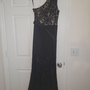 Betsy & Adam Black and Nude Lace Dress